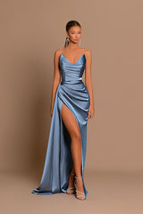 Gorgeous Dusty Blue Sweetheart Prom Dress Mermaid Slit Long On Sale-Ballbella
