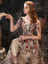 Gorgeous Evening Dress A-Line Jewel Neck Lace Tea-Length Social Pageant Dresses-Ballbella
