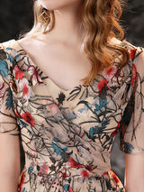Gorgeous Evening Dress A-Line Jewel Neck Lace Tea-Length Social Pageant Dresses-Ballbella