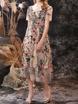 Gorgeous Evening Dress A-Line Jewel Neck Lace Tea-Length Social Pageant Dresses-Ballbella