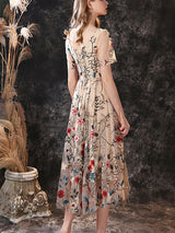 Gorgeous Evening Dress A-Line Jewel Neck Lace Tea-Length Social Pageant Dresses-Ballbella