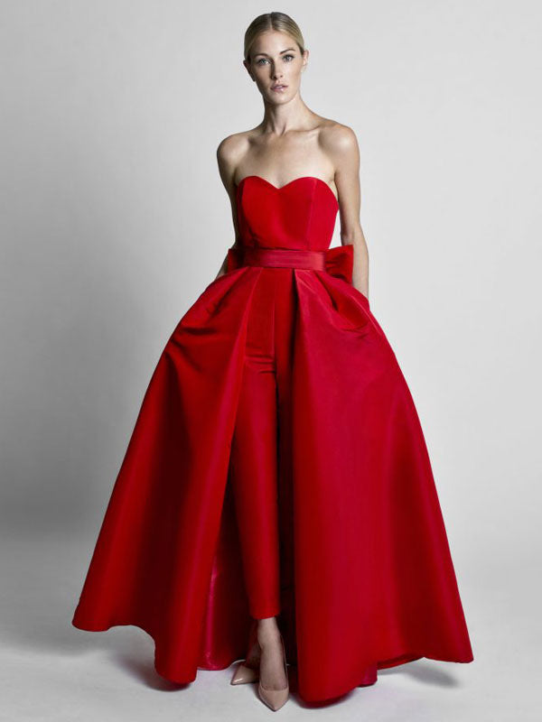 Gorgeous Evening Jumpsuit Ball Gown Sweetheart Neck Ankle Length Sleeveless Zipper Sash Satin Fabric Social Party Jumpsuit Gorgeous Evening Jumpsuit Ball Gown Sweetheart Neck Ankle Length Sleeveless Zipper Sash Satin Fabric Social Party Jumpsuit