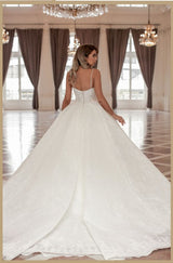 Gorgeous Long Long V-Neck Sleeveless Princess Wedding Dresses Online With Lace-Ballbella
