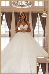 Gorgeous Long Long V-Neck Sleeveless Princess Wedding Dresses Online With Lace-Ballbella