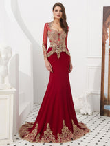 Gorgeous Luxury Evening Dresses Embroidered Beaded Queen Anneneck Long Sleeve Formal Gowns With Cloak-Ballbella