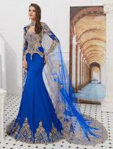 Gorgeous Luxury Evening Dresses Embroidered Beaded Queen Anneneck Long Sleeve Formal Gowns With Cloak-Ballbella