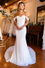 Gorgeous Mermaid Backless Wedding Dresses Off-the-shoulder-Ballbella