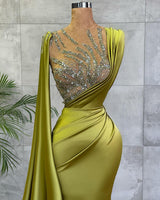 Gorgeous Mermaid Beadings Prom Dress Long With Ruffles-Ballbella