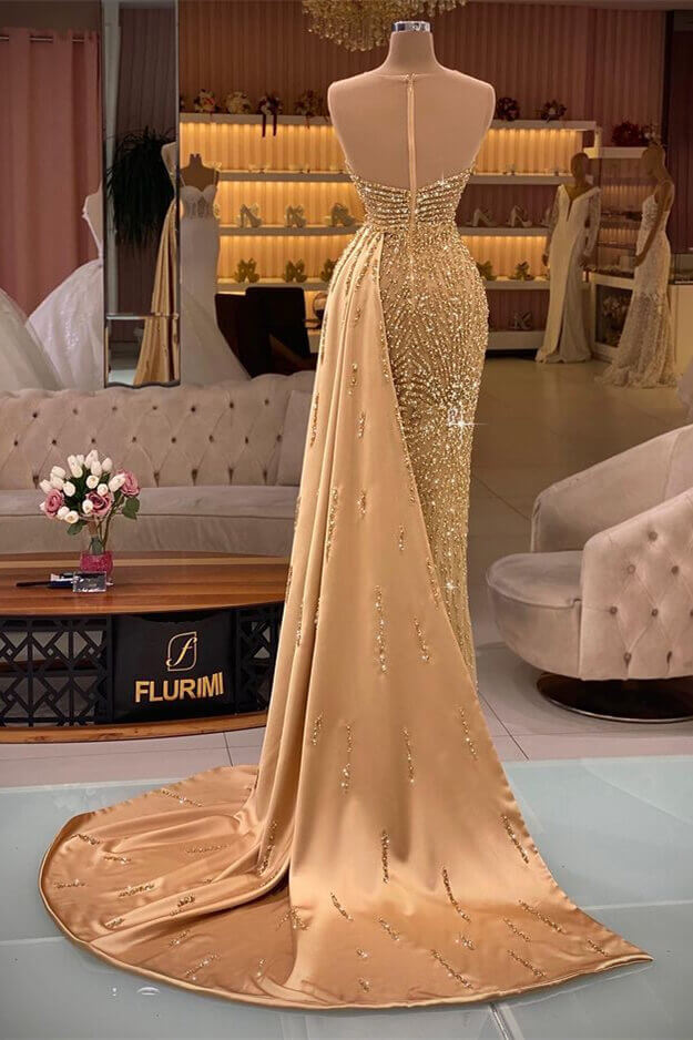Gorgeous Mermaid Evening Dresses Luxury Heavy Beading Illusion Cutout Formal Dress Gorgeous Mermaid Evening Dresses Luxury Heavy Beading Illusion Cutout Formal Dress