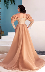 Gorgeous Off-the-Shoulder Long Sleeves Mermaid Prom Dress With Beadings Ruffles-Ballbella