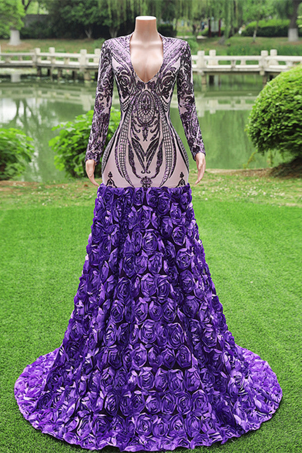 Purple Long Sleeve Deep V Sequin Dress Long Sleeve Deep V-Neck Purple Sequin Dress Purple Long Sleeve Deep V Sequin Dress Long Sleeve Deep V-Neck Purple Sequin Dress