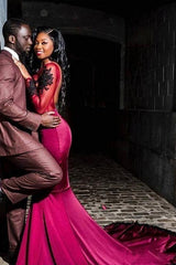 Gorgeous Scoop Long Sleevess Appliques Tulle Mermaid Floor-Length Prom Dresses-Ballbella