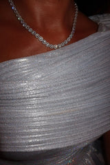 Gorgeous Silver Portrait Sleeveless Sequins Prom Dresses High Split Long On Sale-Ballbella