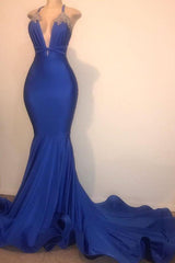 Gorgeous Spaghetti Straps Beads Appliques Prom Dresses Elegant Alluring Chic V-neck Fit and Flare Evening Gowns-Ballbella