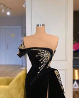 Gorgeous Strapless Split Front A-line Prom Dress With Beading-Ballbella