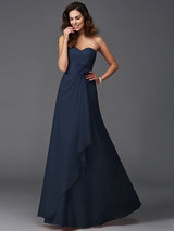 Gorgeous Sweetheart Hand-Made Flower Sleeveless Long Chiffon Bridesmaid Dresses-Ballbella