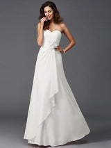 Gorgeous Sweetheart Hand-Made Flower Sleeveless Long Chiffon Bridesmaid Dresses-Ballbella