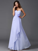 Gorgeous Sweetheart Hand-Made Flower Sleeveless Long Chiffon Bridesmaid Dresses-Ballbella