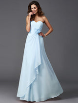 Gorgeous Sweetheart Hand-Made Flower Sleeveless Long Chiffon Bridesmaid Dresses-Ballbella