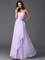 Gorgeous Sweetheart Hand-Made Flower Sleeveless Long Chiffon Bridesmaid Dresses-Ballbella