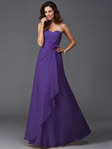 Gorgeous Sweetheart Hand-Made Flower Sleeveless Long Chiffon Bridesmaid Dresses-Ballbella