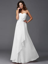 Gorgeous Sweetheart Hand-Made Flower Sleeveless Long Chiffon Bridesmaid Dresses-Ballbella