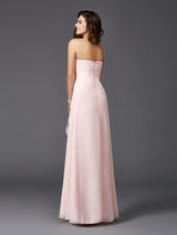 Gorgeous Sweetheart Hand-Made Flower Sleeveless Long Chiffon Bridesmaid Dresses-Ballbella
