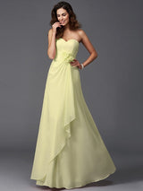 Gorgeous Sweetheart Hand-Made Flower Sleeveless Long Chiffon Bridesmaid Dresses-Ballbella