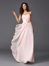 Gorgeous Sweetheart Hand-Made Flower Sleeveless Long Chiffon Bridesmaid Dresses-Ballbella