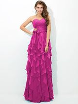 Gorgeous Sweetheart Layers Sleeveless Long Chiffon Bridesmaid Dresses-Ballbella