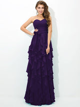 Gorgeous Sweetheart Layers Sleeveless Long Chiffon Bridesmaid Dresses-Ballbella