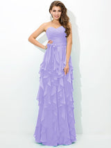 Gorgeous Sweetheart Layers Sleeveless Long Chiffon Bridesmaid Dresses-Ballbella