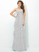 Gorgeous Sweetheart Layers Sleeveless Long Chiffon Bridesmaid Dresses-Ballbella