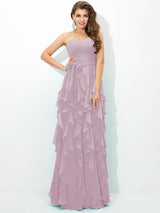 Gorgeous Sweetheart Layers Sleeveless Long Chiffon Bridesmaid Dresses-Ballbella
