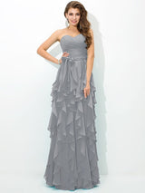 Gorgeous Sweetheart Layers Sleeveless Long Chiffon Bridesmaid Dresses-Ballbella