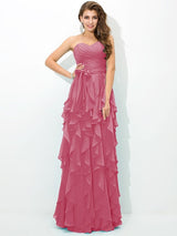 Gorgeous Sweetheart Layers Sleeveless Long Chiffon Bridesmaid Dresses-Ballbella