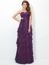 Gorgeous Sweetheart Layers Sleeveless Long Chiffon Bridesmaid Dresses-Ballbella
