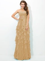 Gorgeous Sweetheart Layers Sleeveless Long Chiffon Bridesmaid Dresses-Ballbella