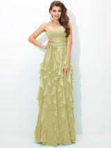 Gorgeous Sweetheart Layers Sleeveless Long Chiffon Bridesmaid Dresses-Ballbella