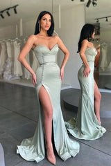 Gorgeous Sweetheart Mermaid Long Prom Dress With Side Slit-Ballbella