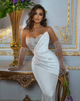 Gorgeous Sweetheart Mermaid Wedding Dress Beadings Overskirt Long-Ballbella