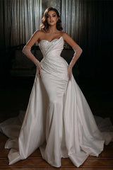 Gorgeous Sweetheart Mermaid Wedding Dress Beadings Overskirt Long-Ballbella