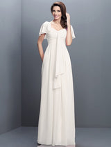 Gorgeous Sweetheart Pleats 1/2 Sleeves Long Chiffon Bridesmaid Dresses-Ballbella