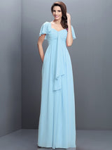 Gorgeous Sweetheart Pleats 1/2 Sleeves Long Chiffon Bridesmaid Dresses-Ballbella