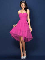 Gorgeous Sweetheart Pleats Bowknot Sleeveless Short Chiffon Bridesmaid Dresses-Ballbella