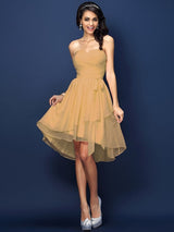 Gorgeous Sweetheart Pleats Bowknot Sleeveless Short Chiffon Bridesmaid Dresses-Ballbella
