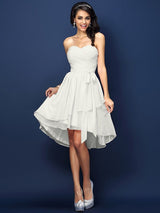 Gorgeous Sweetheart Pleats Bowknot Sleeveless Short Chiffon Bridesmaid Dresses-Ballbella