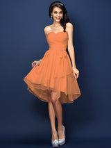Gorgeous Sweetheart Pleats Bowknot Sleeveless Short Chiffon Bridesmaid Dresses-Ballbella