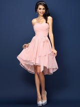 Gorgeous Sweetheart Pleats Bowknot Sleeveless Short Chiffon Bridesmaid Dresses-Ballbella