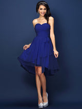 Gorgeous Sweetheart Pleats Bowknot Sleeveless Short Chiffon Bridesmaid Dresses-Ballbella